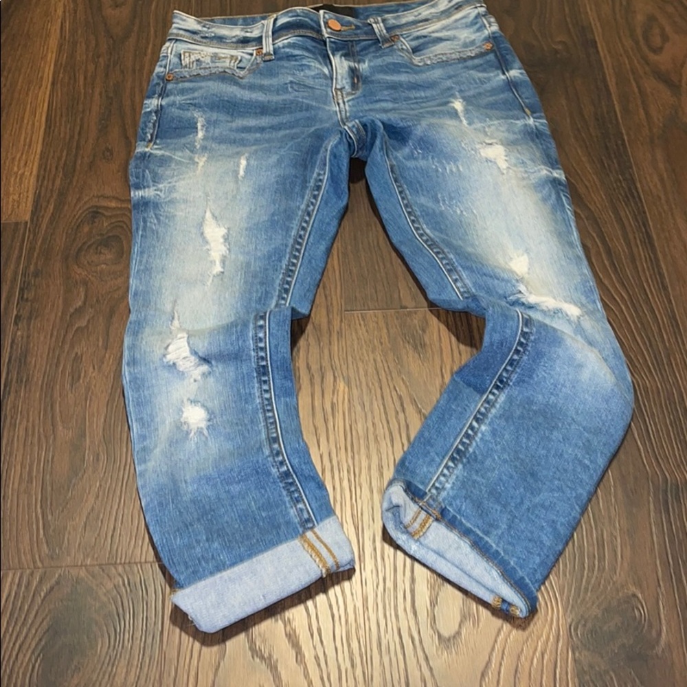 Buckle Black Denim Capris